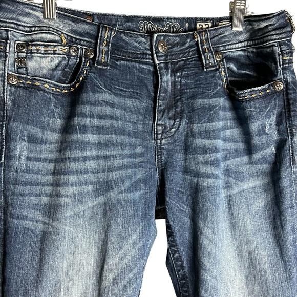 MISS ME WOMEN'S MEDIUM WASH MID RISE CROSS POCKET STRETCH BOOTCUT JEANS SZ 33 - Picture 6 of 16
